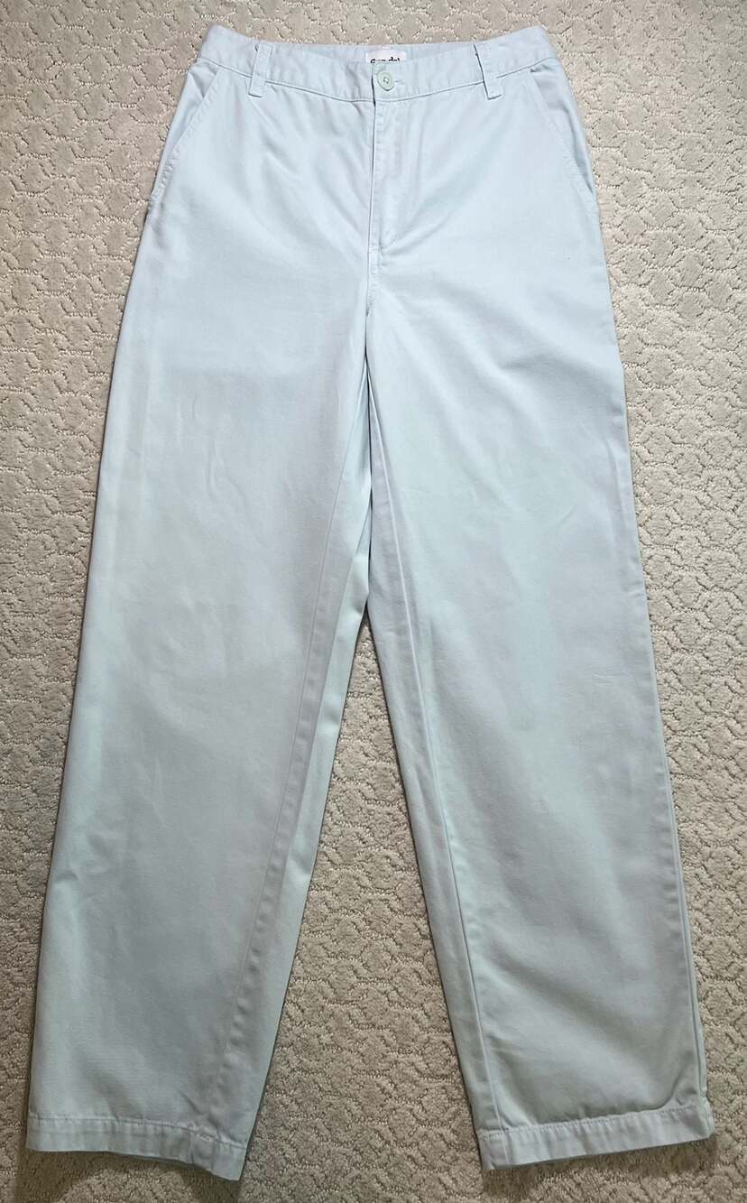 Sun-deh Aritzia 100% Organic Cotton Light Blue Wide Leg Straight Pants Size 2